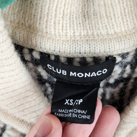Club Monaco Wool Alpaca Knit Zip Bomber Jacket sz XS Flawed - Picture 8 of 13